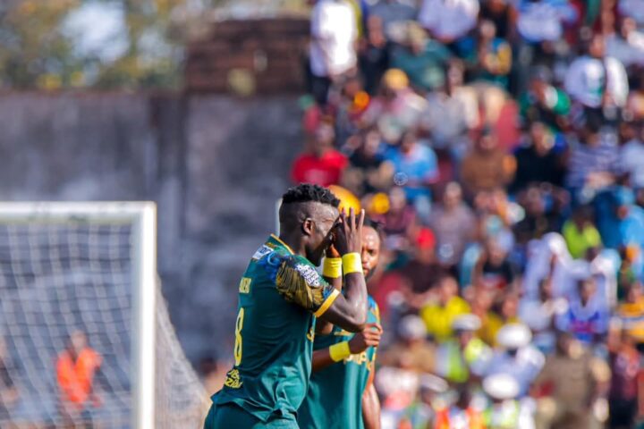 Khalid Aucho celebrates after scoring