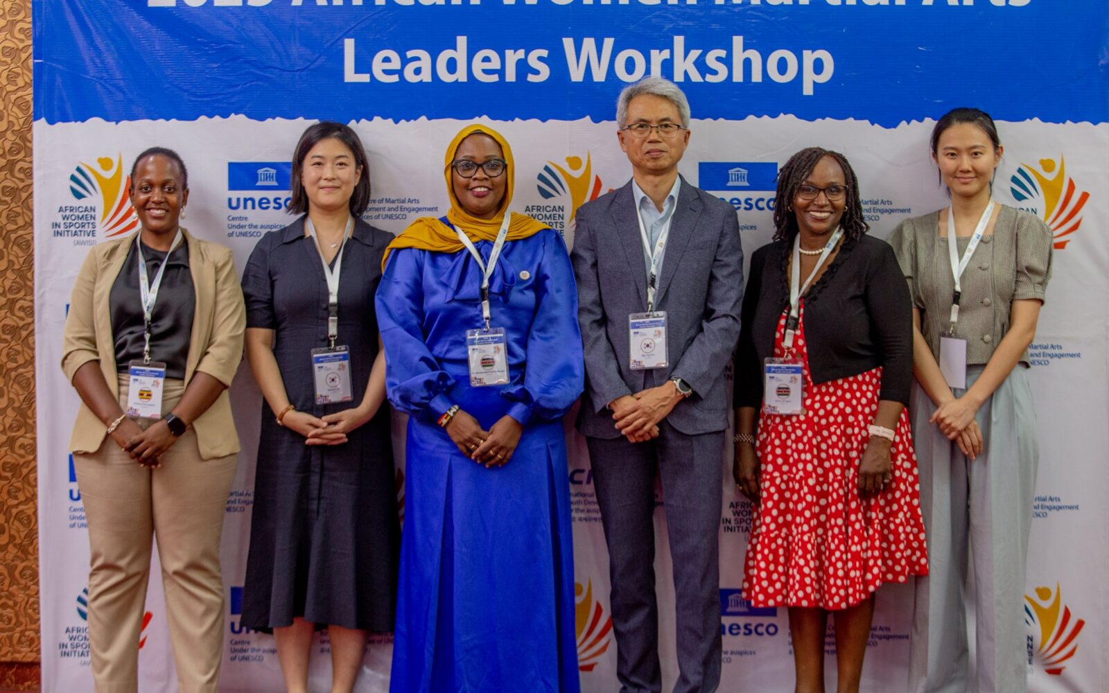 Participants at an African women martial arts leadership workshop