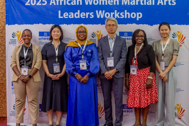 Participants at an African women martial arts leadership workshop