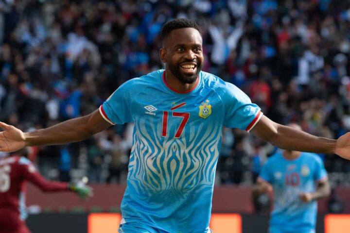 DR Congo player celebrates a goal