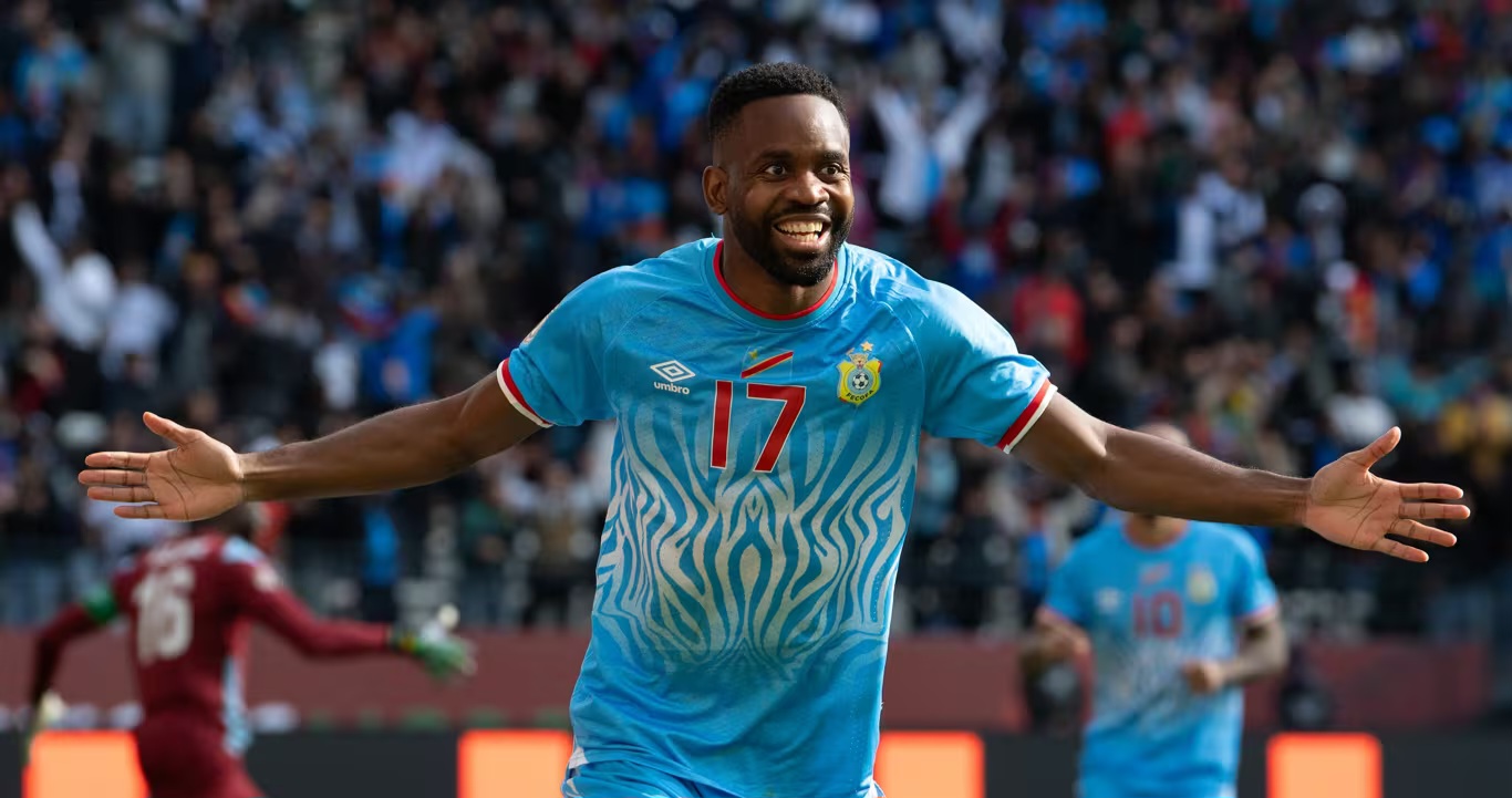 DR Congo player celebrates a goal